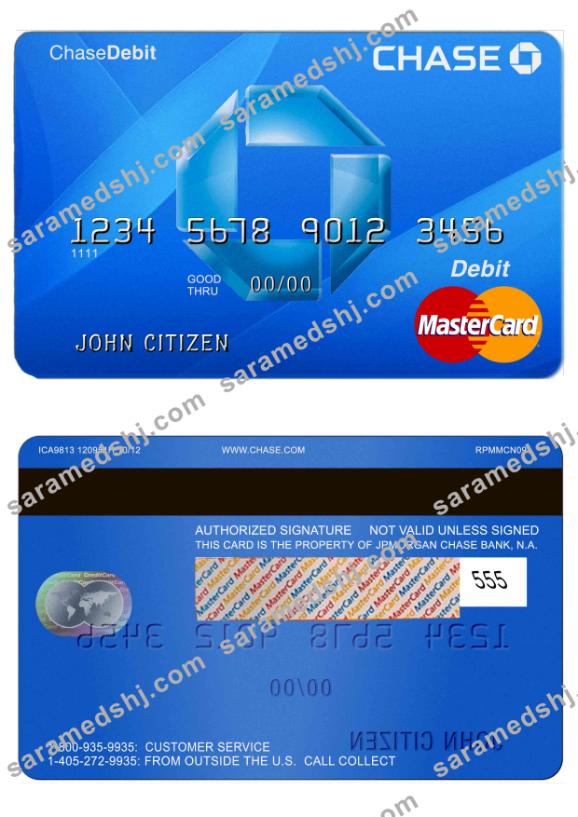 USA Chase bank MasterCard debit card